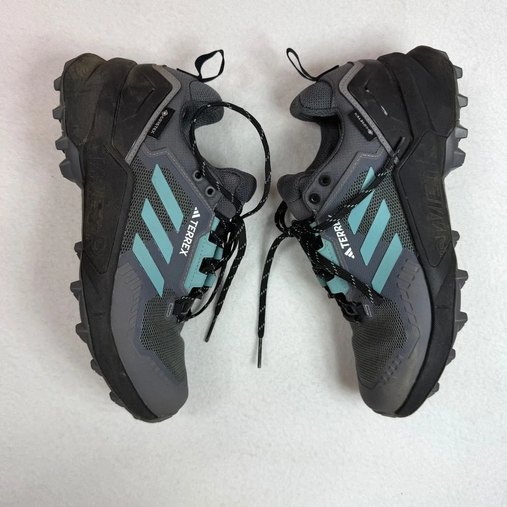 Adidas Terrex Swift R3 Gore-Tex Hiking Shoes Grey Teal Mens Trail Sneakers